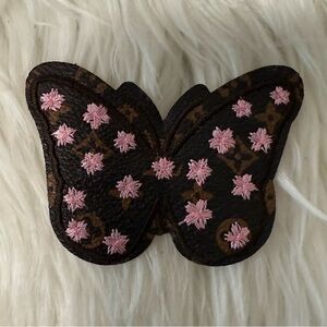 Embroidered Butterfly Iron On Patch- Pink and Brown